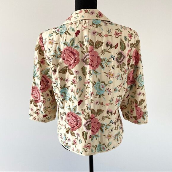 Vintage Coldwater  Creek Silk Floral Embroidery Blazer - Picture 3 of 16
